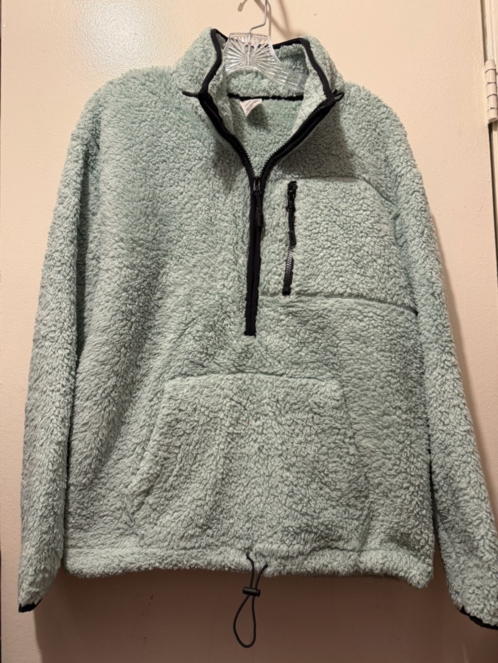 PINK Victoria's Secret Mint Green Sherpa Zip-Up Pullover